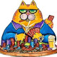 Poker Face Cat Clock