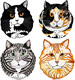 Four Pedigree Cat Plates