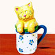 Cat 
Teapot, Jars, Saucers, Bowls, Plates